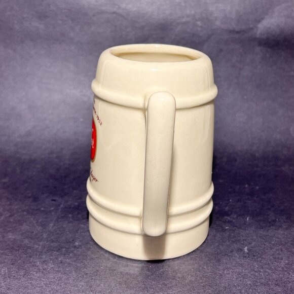 Vtg Schaefer Ceramic Pottery Beer Stein Mug Wheeling Ivory Barware Souvenir 50s - Picture 3 of 15